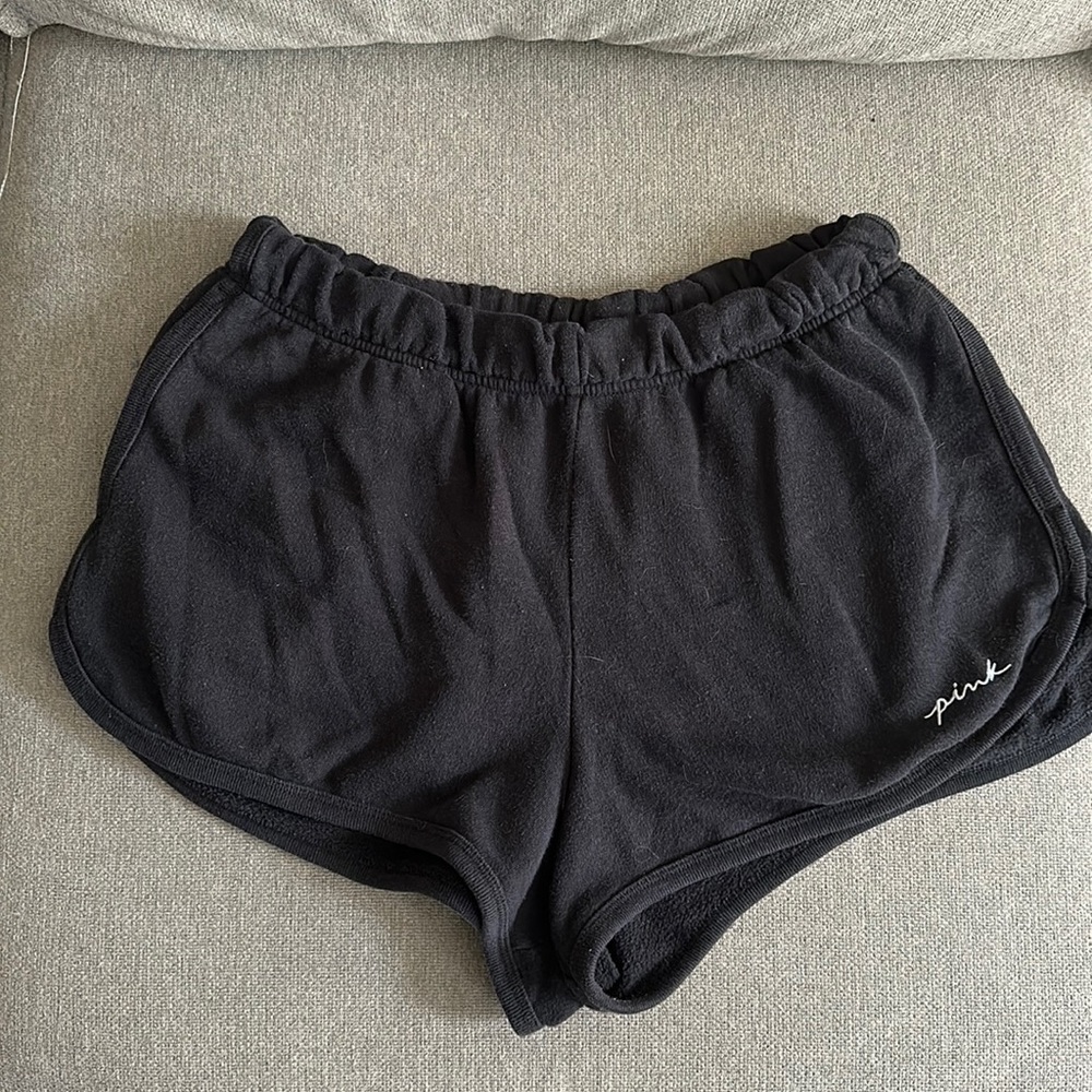 PINK VS sweat shorts in black and purple/black/white tie dye